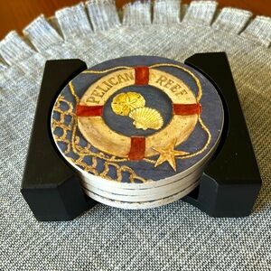 🐚🛟NAUTICAL THEME COASTER & HOLDER SET